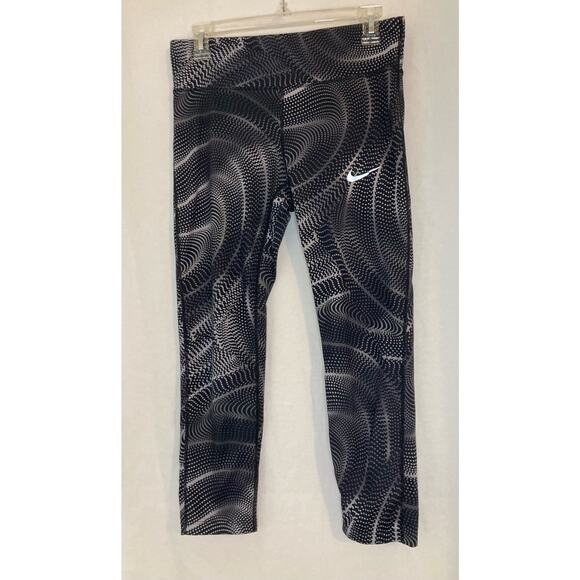 NIKE Womens Dri-Fit Leggings Medium‎ Black/Gray Patterned - Picture 1 of 6